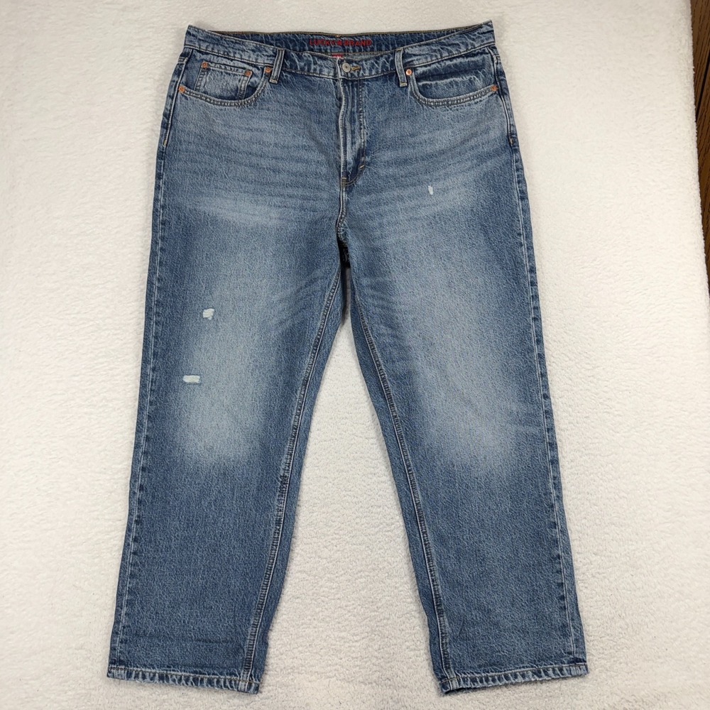 Lucky Brand Boy Mid Rise Relaxed Straight Jeans 18/34 R (40x27) Blue Denim